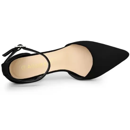 Allegra K Women's Ankle Strap Pointed Toe Block Heels Pumps image {4}