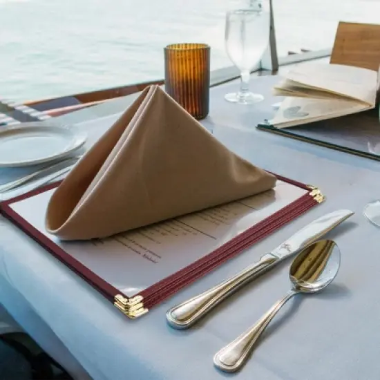 WeChef 20 Pack Restaurant Menu Cover Foldable 8.5X11 Burgundy Trim 4 Page 8 View Cafe Red image {6}