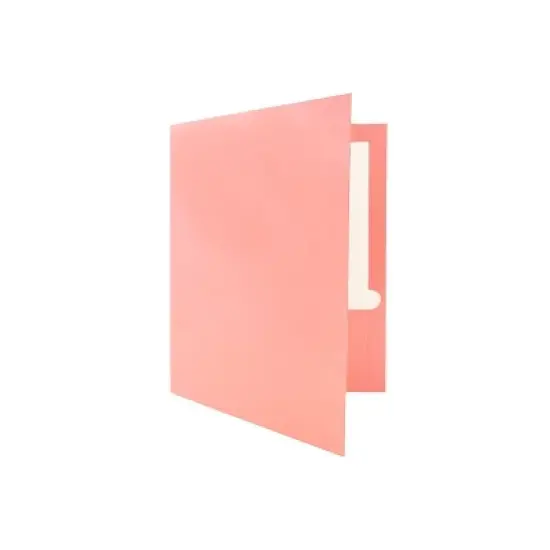 JAM Paper Laminated Two-Pocket Glossy Presentation Folders Baby Pink 31225348A image {3}