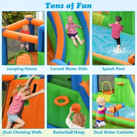 Costway Inflatable Water Slide Giant Bounce Castle w/Dual Climbing Walls Blower Excluded image {3}
