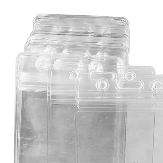 PiccoCasa Business Plastic ID Badge Holder With Waterproof Resealable Zip Clear 50 Pcs image {5}