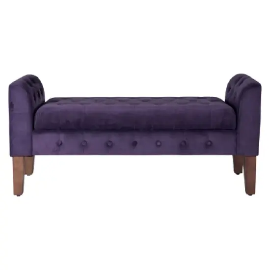 Velvet Tufted Storage Settee Bench - HomePop image {11}