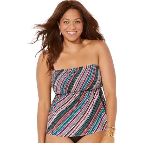 Swimsuits for All Women&rsquo;s Plus Size Smocked Bandeau Tankini Top image {5}