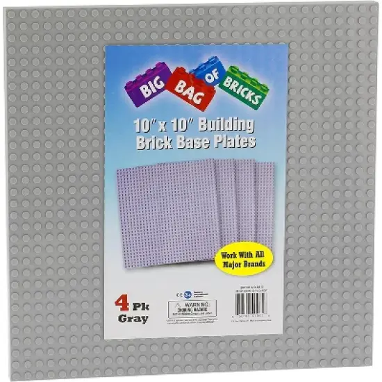 Big Bag of Bricks Large Gray Building Plates 10"x10", 4 Pack image {1}