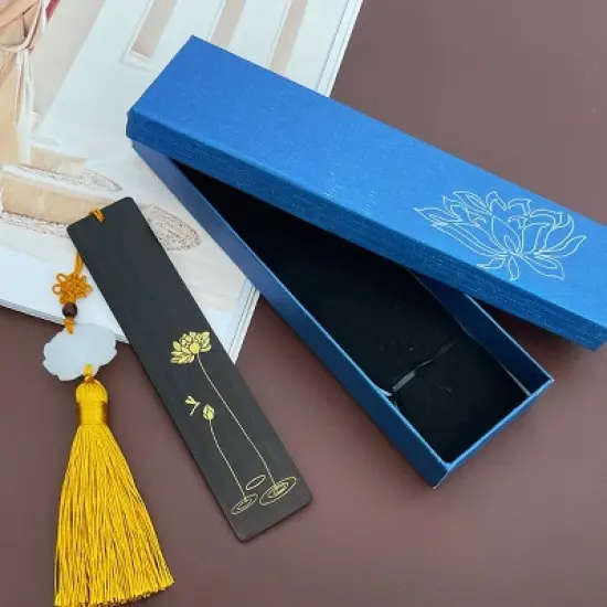 Wrapables Sandalwood Bookmark with Pendant Tassel for Book Lovers and Readers, Lotus image {5}