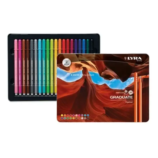 Lyra&reg; Graduate Fineliner Marker Set Tin, Assorted Colors, 20 Pieces image {4}