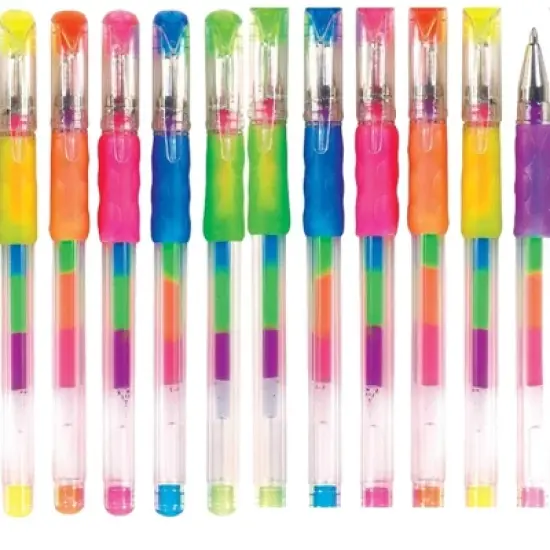 Rainbow Gel Pens (10 Pack) - 5-Color Ink, Smooth Gel, Assorted Barrel Colors image {3}