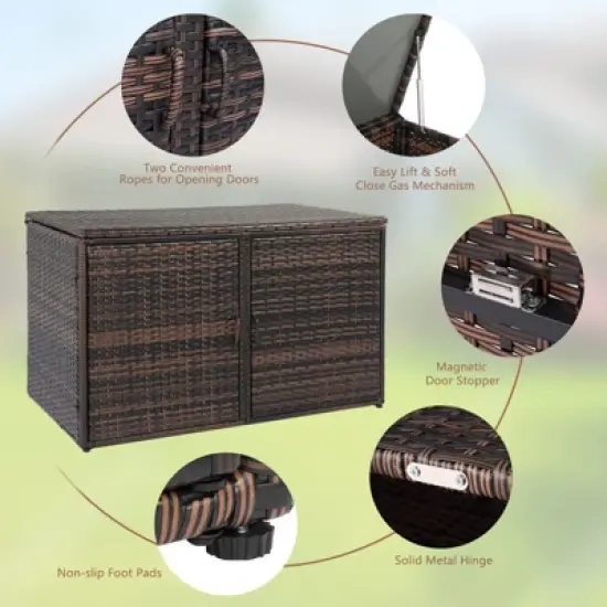 Karl Home 96 Gal Brown Wicker Storage Deck Box image {4}