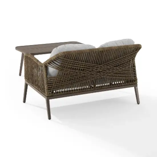 Haven 2pc Outdoor Wicker Conversation Set - Light Gray - Crosley image {9}