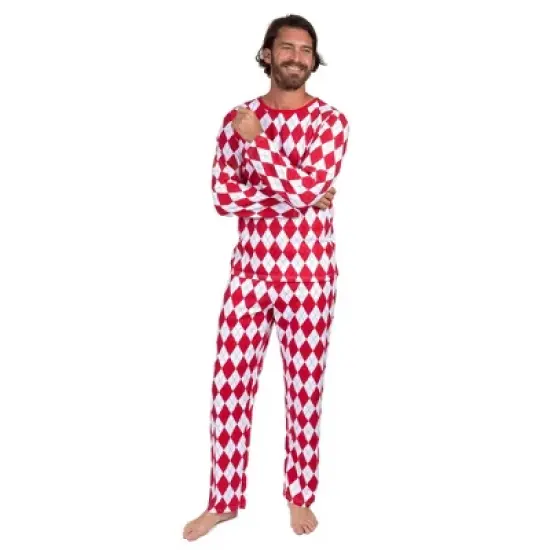 Leveret Mens Two Piece Cotton Argyle Christmas Pajamas image {5}