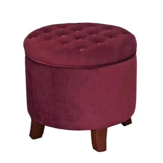 Large Round Button Tufted Storage Ottoman - HomePop image {13}