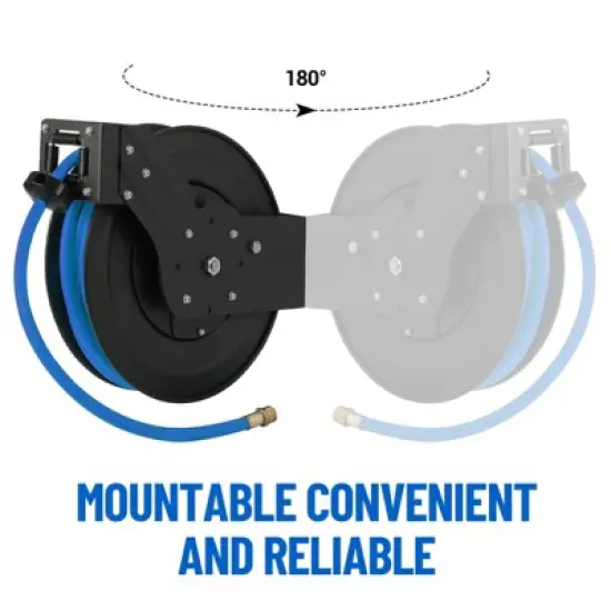 Auto Rewind Air Compressor Hose Reel 25FT 3/8" 300PSI | Commercial-Grade Dual Wall Mount Brackets + Tangles-Free Hybrids Hose image {4}