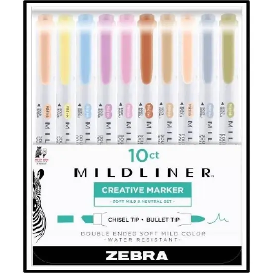 Zebra 10ct Highlighters Midliner Double Ended image {1}