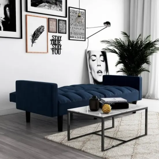 Holly Convertible Sofa Sleeper Futon with Arms - Room & Joy image {2}