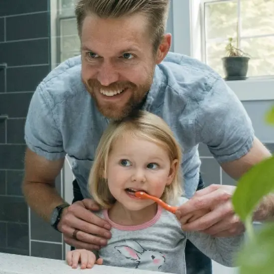 Dr. Brown's Toddler Toothbrush with Soft Bristles - Green & Orange Dinosaur - 2-Pack - 1-4 years - Soft image {8}