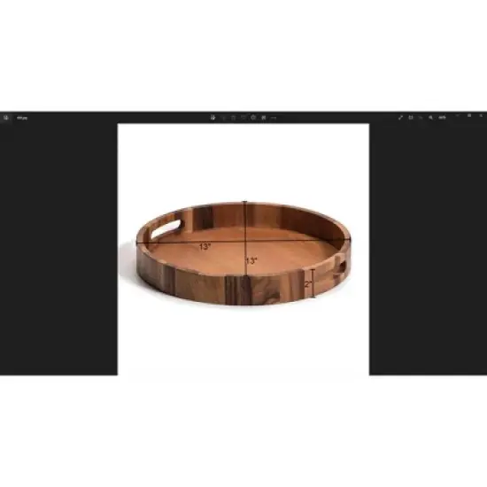 13" Round Acacia Wood Charcuterie/Serving Tray &ndash; Rustic Wooden Platter for Food, Drinks & Entertaining image {2}