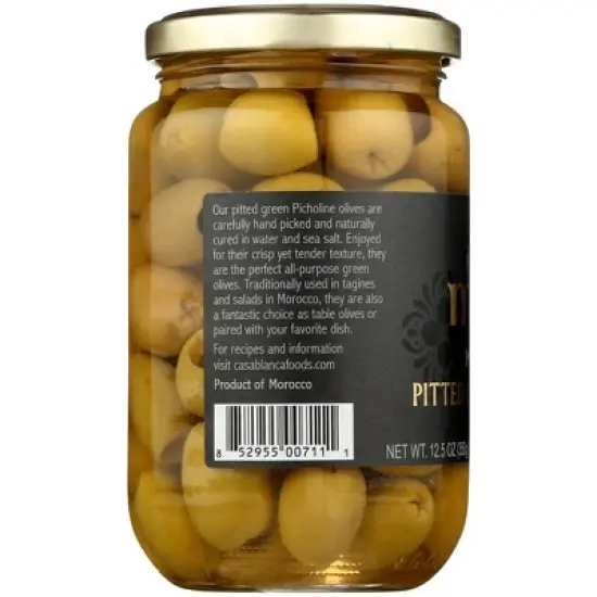 Mina Moroccan Pitted Green Olives - Case of 6/12.5 oz image {3}