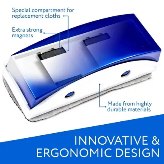 Impresa 2 Pack Magnetic Whiteboard Eraser for Use with Glass Dry Erase Boards - Includes10 Replaceable Cleaning Cloths image {4}
