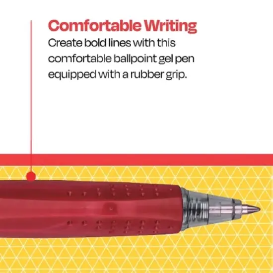 School Smart Retractable Gel Pens with Grip, Red Ink, Pack of 12 image {4}