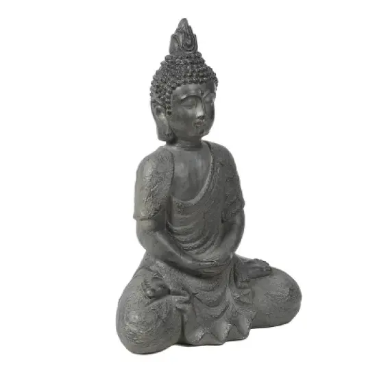 LuxenHome 21.75" Gray MgO Meditating Buddha Garden Statue image {5}