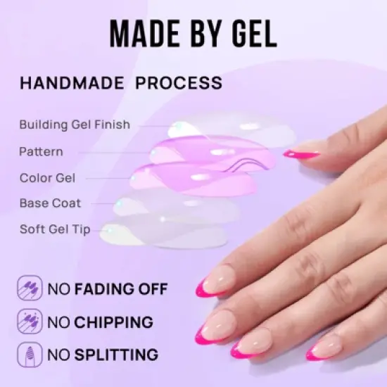 BTArtbox Press-On Nails - Neon Berry - S Almond - 32ct image {3}