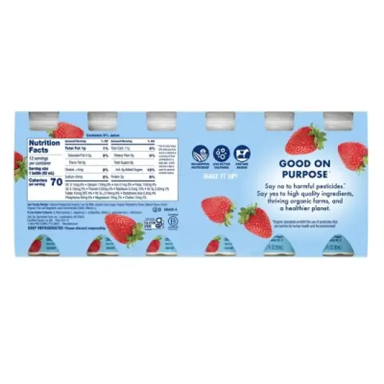 Stonyfield Organic Kids' Strawberry Yogurt Smoothies - 12pk/3.1 fl oz Bottles image {4}