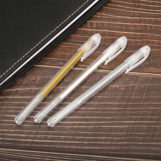 Unique Bargains 0.6mm Tip Gel Ink Rollerball Pens Gold/Silver/White 9 Pcs image {4}