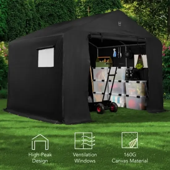 Best Choice Products 10x8ft Outdoor Fabric Storage Shed, Steel Frame, Dual Zipper Doors, Window image {5}