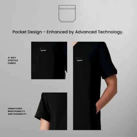 Members Only Men's Manchester V-Neck Scrub Top With Waist & Sleeve Pockets image {4}