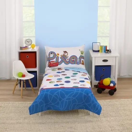 Disney Choose Happy Pixar Friends Multi-Colored 4 Piece Toddler Bed Set image {8}