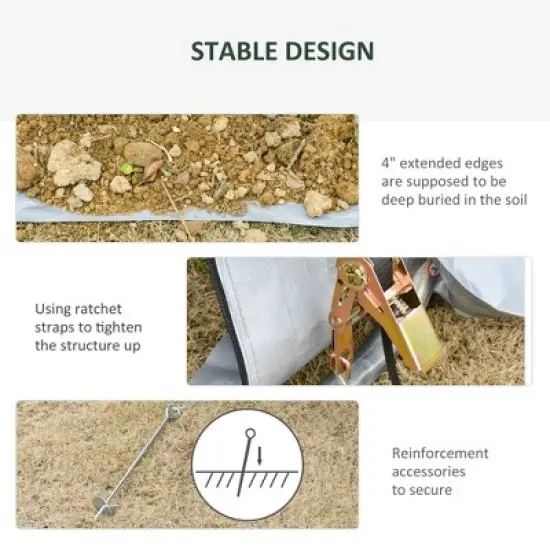 MOEPISY 6ft x 8ft Carport Portable Garage, Heavy Duty Storage Tent, Patio Storage Shelter w/ Anti-UV PE Cover image {3}