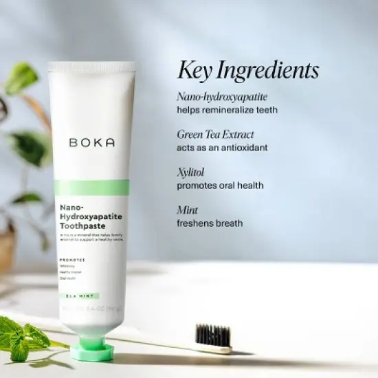 Boka Ela Mint- Fluoride Free- Nano Hydroxyapatite Toothpaste - 3.4oz image {3}