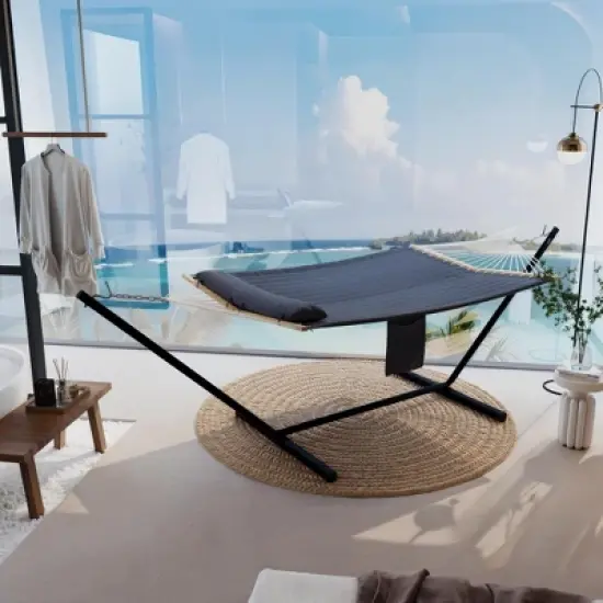 GustoWave Premium 2-Person Hammock Set with Quick-Lock Steel Stand &ndash; Commercial-Grade Outdoor Lounger for Patio, Camping & Backyard image {4}