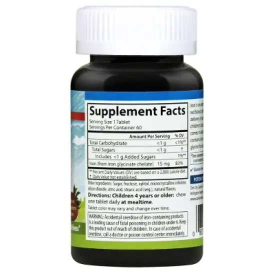 Carlson - Kid's Chewable Iron, 15 mg, Superior Absorption, Blood Health, Energy Production, Strawberry Flavor image {2}