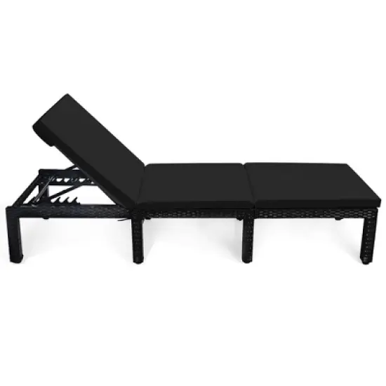 Costway Patio Rattan Lounge Chair Chaise Recliner Adjust Cushion Cover image {8}