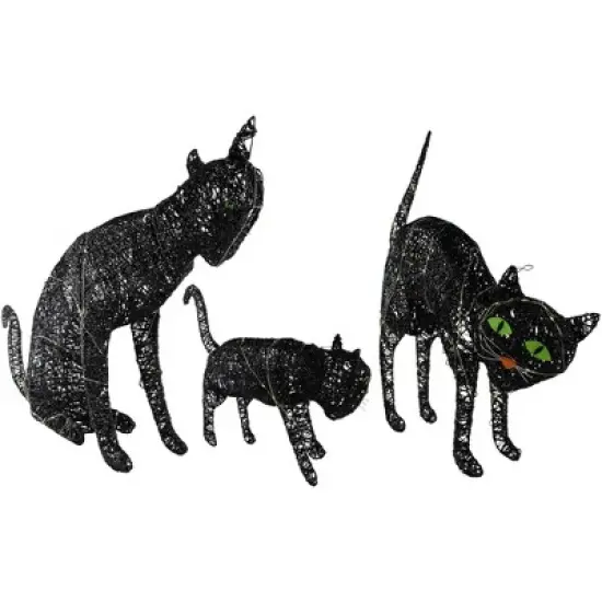 Northlight LED Lighted Black Cat Family Outdoor Halloween Decorations - 27.5" - Set of 3 image {4}