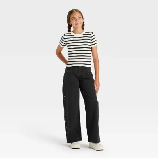 Girls' Mid-Rise Loose Slouchy Wide Leg Jeans - art class&trade; image {2}