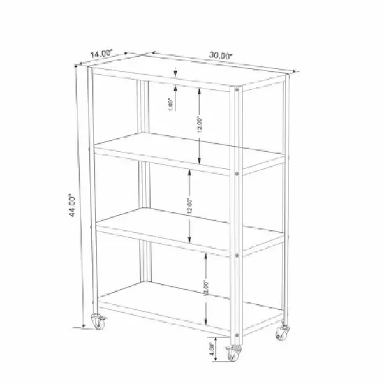 44" 3 Shelf Metal Rolling Bookcase - Room Essentials&trade; image {4}
