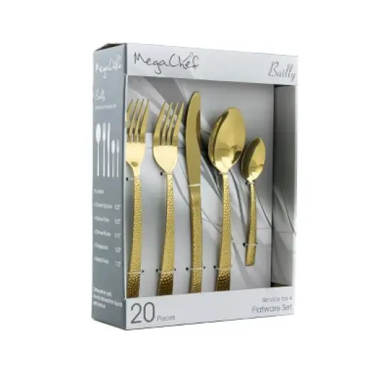 Megachef Baily 20 Piece Flatware Utensil Set, Stainless Steel Silverware Metal Service for 4 in Dream Color image {7}