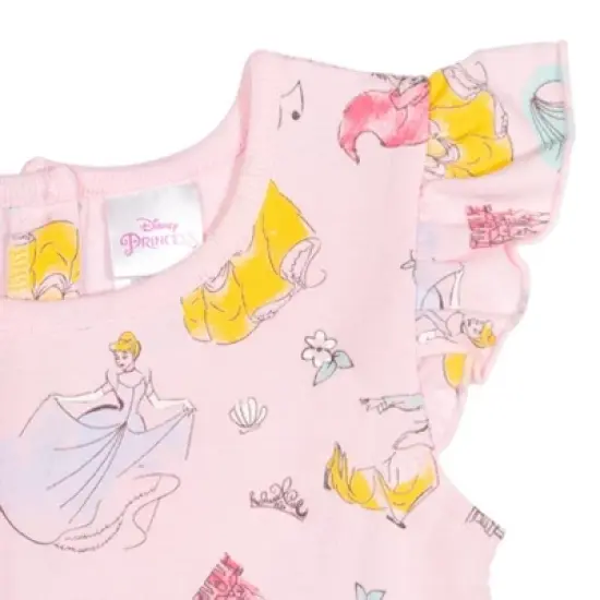 Disney Princess Mulan Belle Ariel Cinderella Sleeveless Romper Pink image {3}