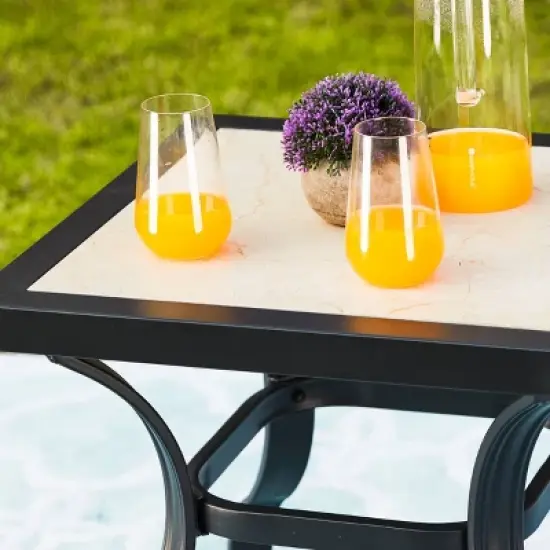 3pc Bistro Steel Patio Dining Set with Arm Chairs - Gray - Lokatse image {8}