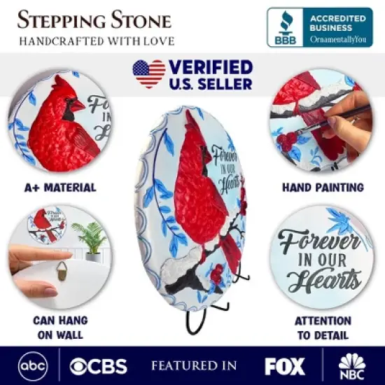 Forever in our Hearts Cardinal Stepping Stone, 9.5" Winter Garden Decorative Resin Figurine| OrnamentallyYou image {1}