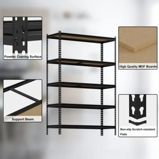 5 Tier Garage Storage Shelves, Heavy Duty Utility Shelves Metal Shelving Unit, Adjustable Storage Shelves Utility Rack image {4}
