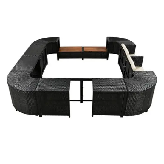 YOOCOZZ Quadrilateral Rattan Sectional Sofa Set with Mini Sofa and Storage image {9}