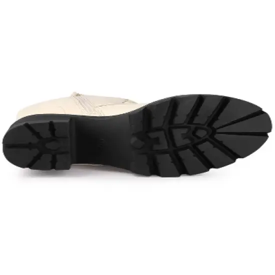 Allegra K Women's Lace Up Platform Chunky Heel Mid Calf Boots image {5}