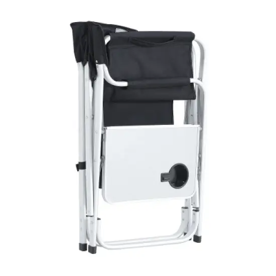 YUHAO 1PCS Outdoor Storage Pockets Lightweight Oversized Directors Chair，Padded Folding Outdoor Chair for Camping Picnics Fishing，Black+Grey image {7}