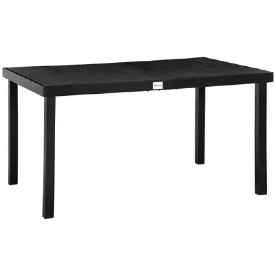 Gulches Outdoor Dining Table for 6, Rectangular Patio Table with Aluminum Legs & Woodgrain Top, 55" x 35.5", Black image {10}
