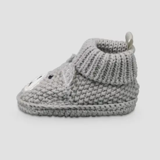 Carter's Just One You&reg; Baby Boys' Knitted Bear Slippers - Gray: Newborn Bootie Shoes, Pull-On Design image {1}