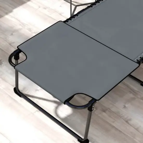 TIRAMISUBEST 2-Pack Folding Chaise Lounge Chairs with 5 Adjustable Positions, Reading Hole & Side Pocket for Beach/Patio/Yard, Gray image {7}