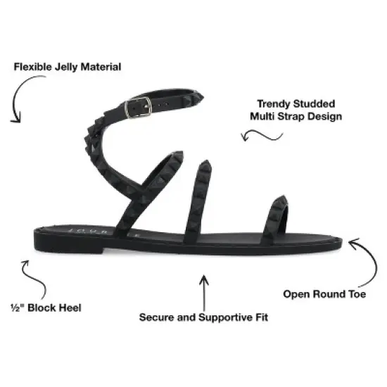 Journee Collection Womens Saphira Multi Strap Studded Jelly Sandal image {7}